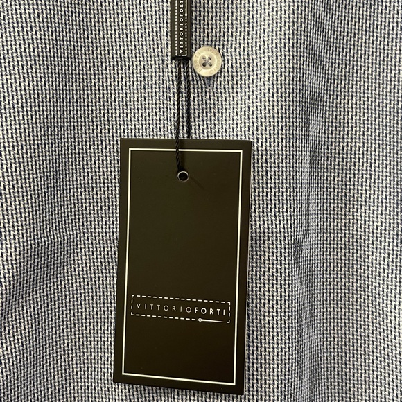 Vittorio Elegant Blue Dress Shirt Size 16 slim - Picture 3 of 5